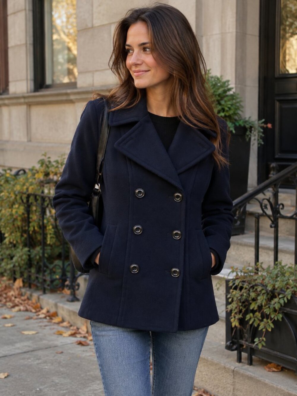 London Fog Navy Wool Pea Coat